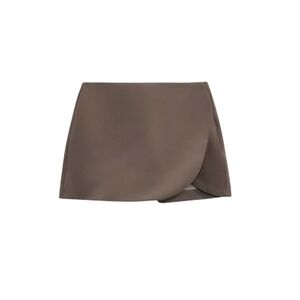 ZARA Asymmetrical taupe skort